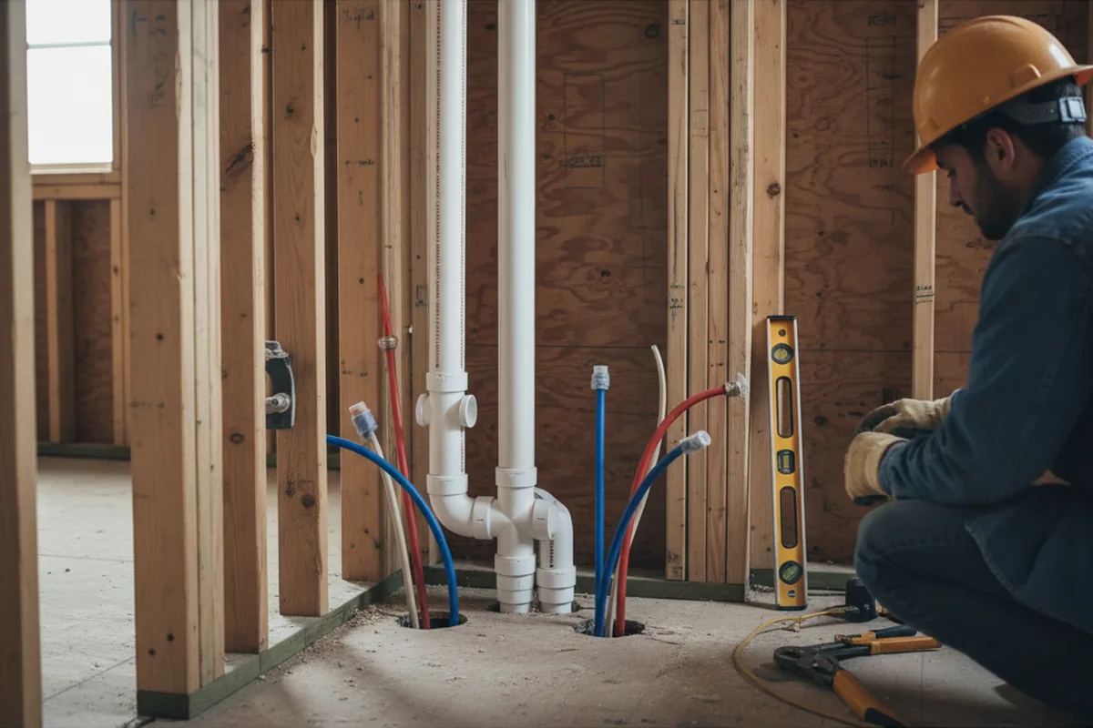 Drain and supply rough-in during Sump Pump Repair in Mount Sterling